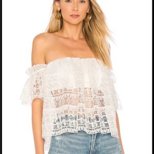 Tularosa NWT Amelia off shoulder lace crop top size XL from Revolve